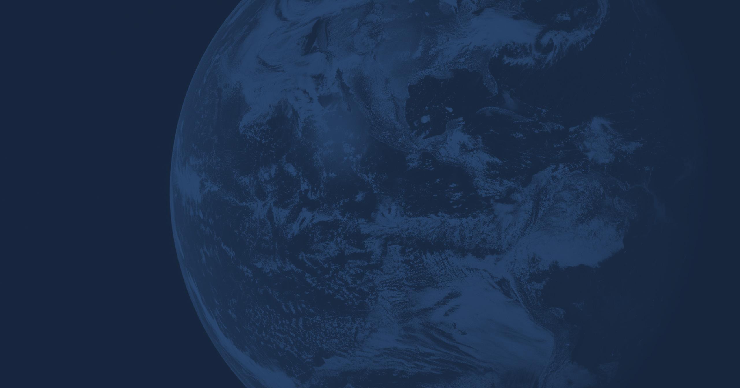 Dark blue tinted globe image used in Ennogen's branding to showcase their commitment to sustainability.