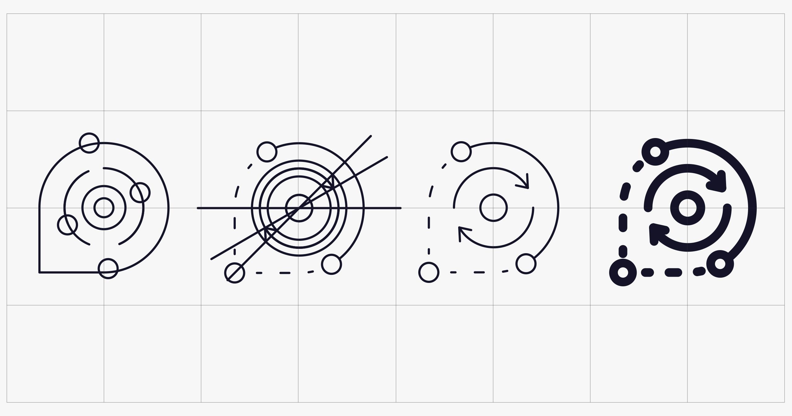 Iconography development and brand assets toolkit showing icon design process for VCG