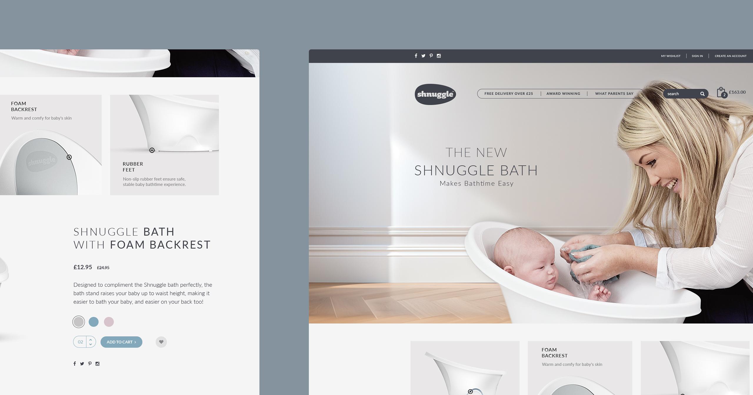 Design and development of hero product pages for Shnuggle, focusing on user experience and intuitive navigation